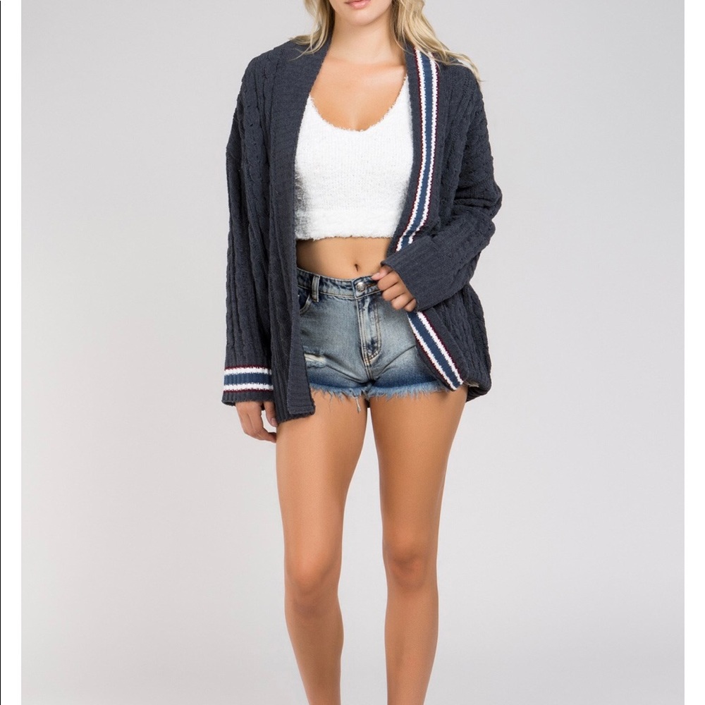LAST1️⃣Varsity Chenille Charcoal Cardigan - Picture 3 of 8